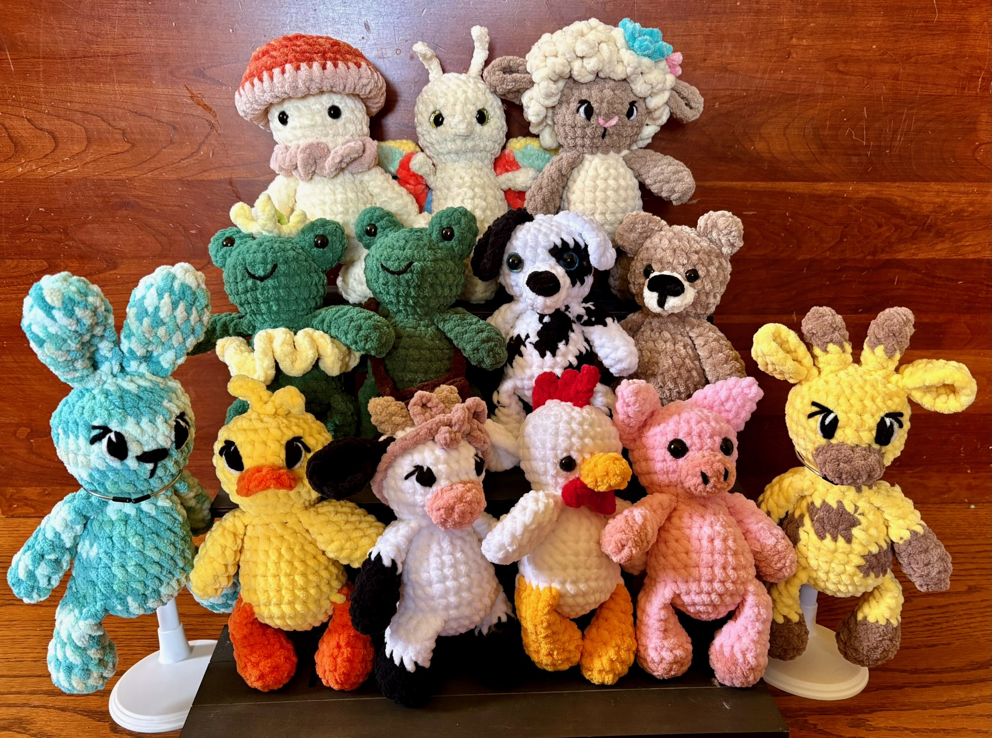Crochet amigurumi animal plushies